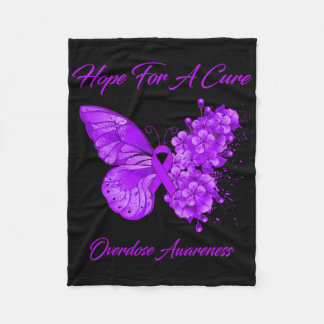 Butterfly Hope For A Cure Overdose Awareness Fleece Blanket