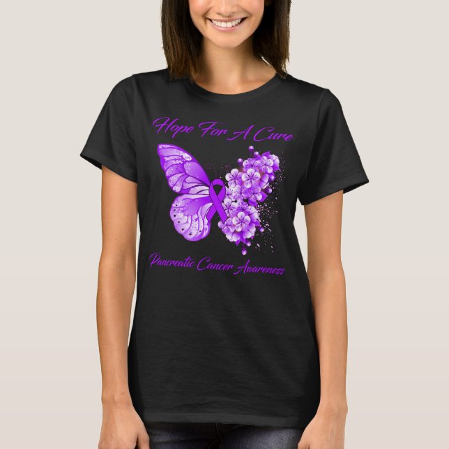 Butterfly Hope For A Cure Pancreatic Cancer  T-Shirt (Front)
