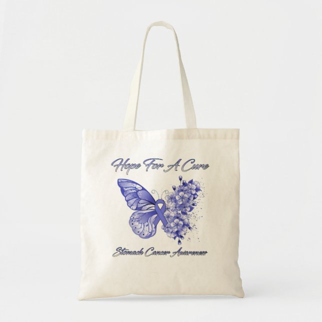 Butterfly Hope For A Cure Stomach Cancer Awareness Tote Bag (Front)