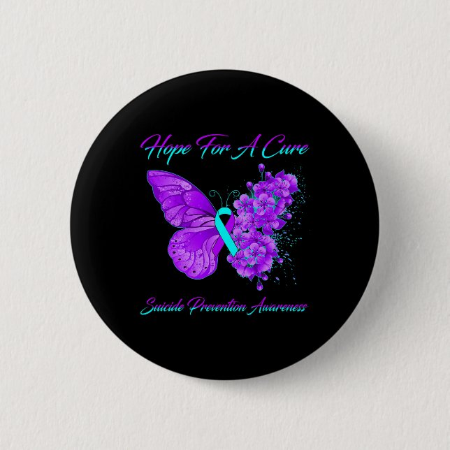 Butterfly Hope For A Cure Suicide Prevention Aware 2 Inch Round Button (Front)