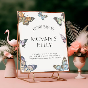 Butterfly How Big Is Mommy's Belly Baby Shower Poster
