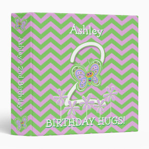 Butterfly Hugs 2nd Birthday Custom 1.5 inch Binder