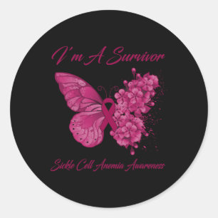 Butterfly I’m A Survivor Sickle Cell Anemia Awaren Classic Round Sticker