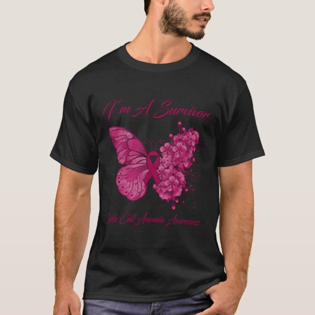 Butterfly I’m A Survivor Sickle Cell Anemia Awaren T-Shirt (Front)