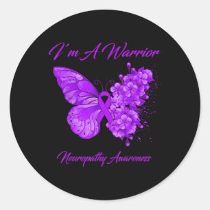 Butterfly I’m A Warrior Neuropathy Awareness Classic Round Sticker