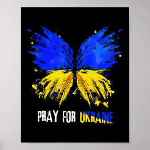 Butterfly I Stand With Ukraine Pray For Ukraine Fl Poster