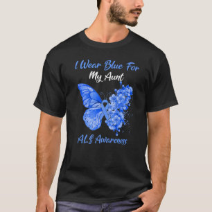 Butterfly I Wear Blue For My Aunt Als Awareness T-Shirt