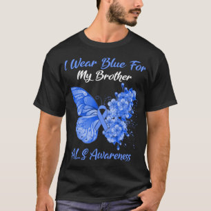 Butterfly I Wear Blue For My Brother ALS Awareness T-Shirt