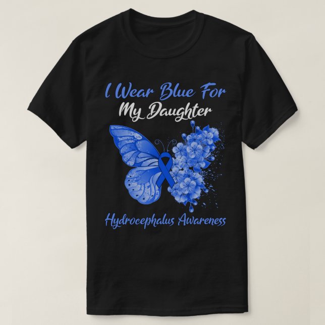 Butterfly I Wear Blue For My Daddy Behcet's Diseas T-Shirt (Design Front)