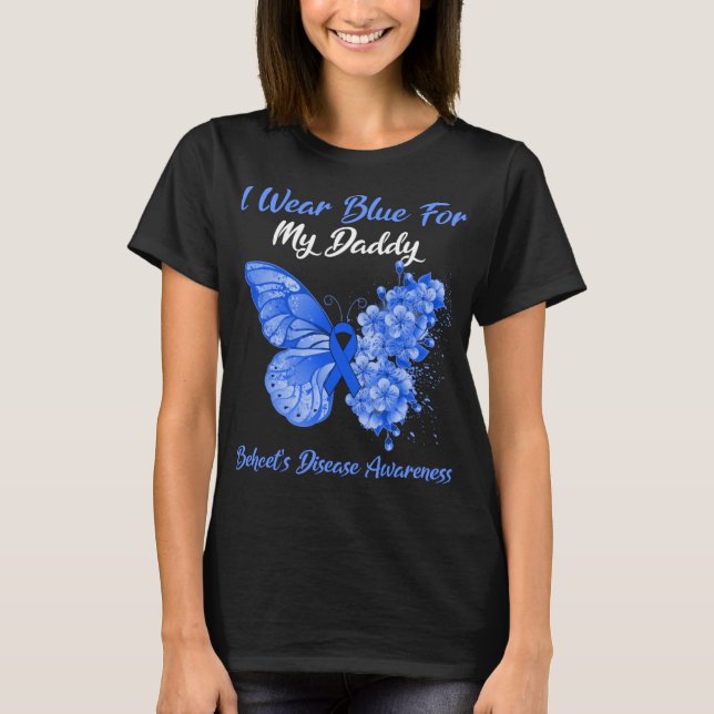 Butterfly I Wear Blue For My Daddy Behcet's  T-Shirt (Front)