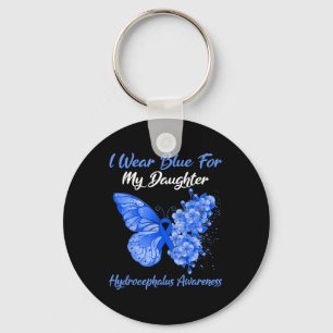 Butterfly I Wear Blue For My Daughter Hydrocephalu Keychain