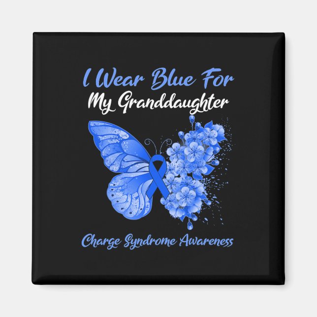 Butterfly I Wear Blue For My Granddaughter Charge  Magnet (Front)