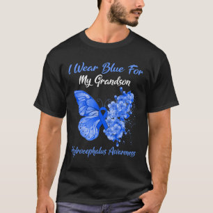 Butterfly I Wear Blue For My Grandson Hydrocephalu T-Shirt