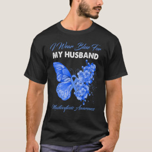 Butterfly I Wear Blue For My Husband Mastocytosis  T-Shirt