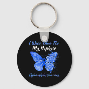 Butterfly I Wear Blue For My Nephew Hydrocephalus Keychain