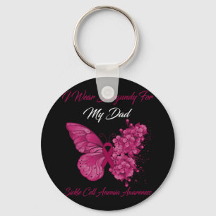 Butterfly I Wear Burgundy For My Dad Sickle Cell A Keychain