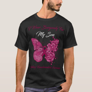 Butterfly I Wear Burgundy For My Son Hereditary He T-Shirt