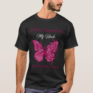 Butterfly I Wear Burgundy For My Uncle Sickle Cell T-Shirt