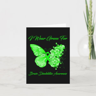 Butterfly I Wear Green For Brain Disabilities Awar Card