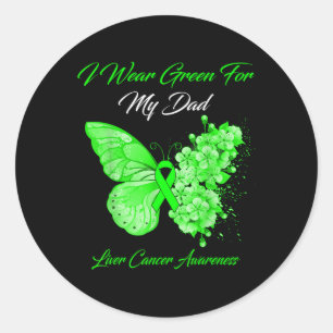 Butterfly I Wear Green For My Dad Liver Cancer Awa Classic Round Sticker