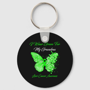 Butterfly I Wear Green For My Grandma Liver Cancer Keychain