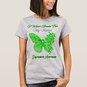 Butterfly I Wear Green For My Mama Depression T-Shirt
