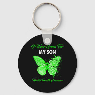 Butterfly I Wear Green For My Son Mental Health Aw Keychain
