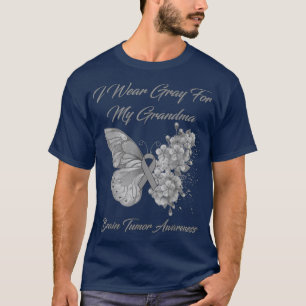 Butterfly I Wear Grey For My Grandma Brain Tumour T-Shirt