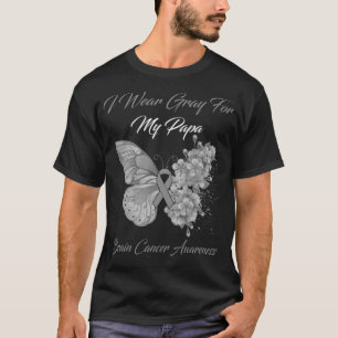Butterfly I Wear Grey For My Papa Brain Cancer Awa T-Shirt