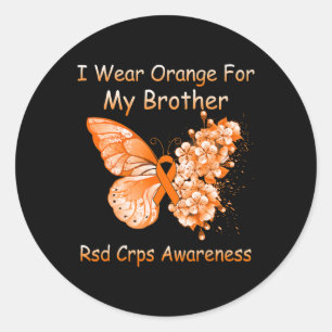 Butterfly I Wear Orange For My Brother RSD CRPS Aw Classic Round Sticker