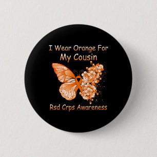 Butterfly I Wear Orange For My Cousin Rsd Crps Awa 2 Inch Round Button