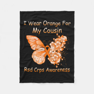 Butterfly I Wear Orange For My Cousin Rsd Crps Awa Fleece Blanket