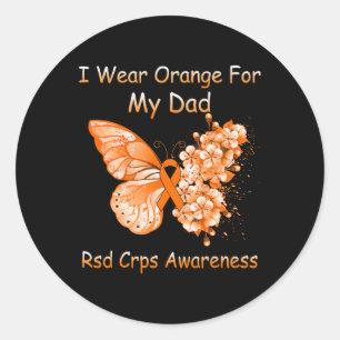 Butterfly I Wear Orange For My Dad Rsd Crps Awaren Classic Round Sticker