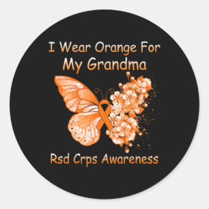 Butterfly I Wear Orange For My Grandma Rsd Crps Aw Classic Round Sticker