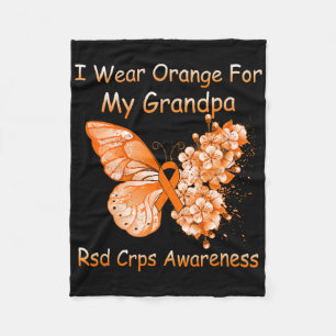 Butterfly I Wear Orange For My Grandpa Rsd Crps Aw Fleece Blanket