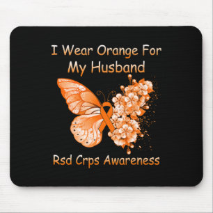 Butterfly I Wear Orange For My Husband Rsd Crps Aw Mouse Pad