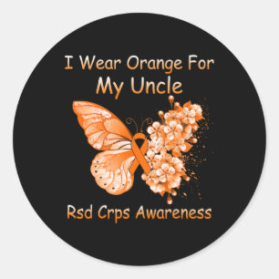 Butterfly I Wear Orange For My Uncle Rsd Crps Awar Classic Round Sticker