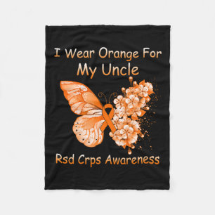 Butterfly I Wear Orange For My Uncle Rsd Crps Awar Fleece Blanket