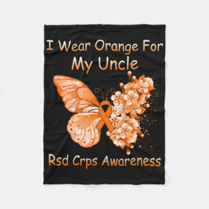 Butterfly I Wear Orange For My Uncle Rsd Crps Awar Fleece Blanket