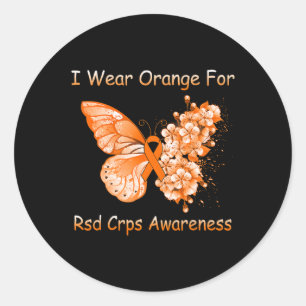 Butterfly I Wear Orange For RSD CRPS Awareness  Classic Round Sticker