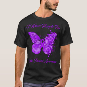 Butterfly I Wear Purple For Cystic Fibrosis Awaren T-Shirt