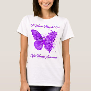 Butterfly I Wear Purple For Cystic Fibrosis T-Shirt