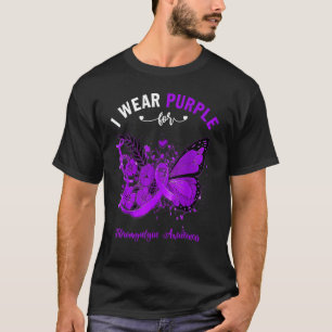 Butterfly I Wear Purple For Fibromyalgia Awareness T-Shirt