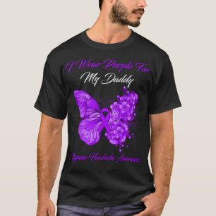 Butterfly I Wear Purple For My Daddy Migraine Head T-Shirt