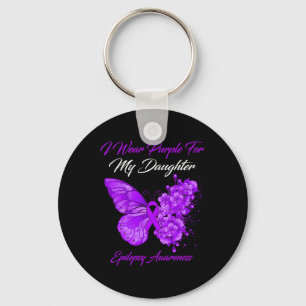 Butterfly I Wear Purple For My Daughter Epilepsy A Keychain