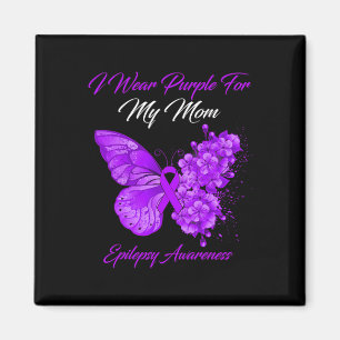 Butterfly I Wear Purple For My Mom Epilepsy Awaren Magnet