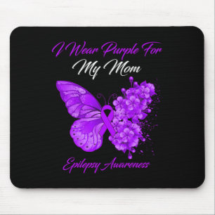 Butterfly I Wear Purple For My Mom Epilepsy Awaren Mouse Pad