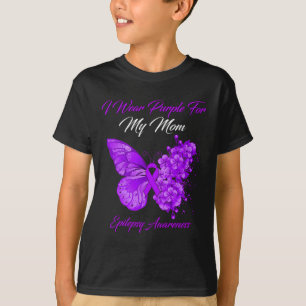 Butterfly I Wear Purple For My Mom Epilepsy Awaren T-Shirt