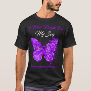 Butterfly I Wear Purple For My Son Leiomyosarcoma  T-Shirt