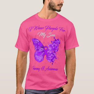 Butterfly I Wear Purple For My Son Trisomy 18 Awar T-Shirt
